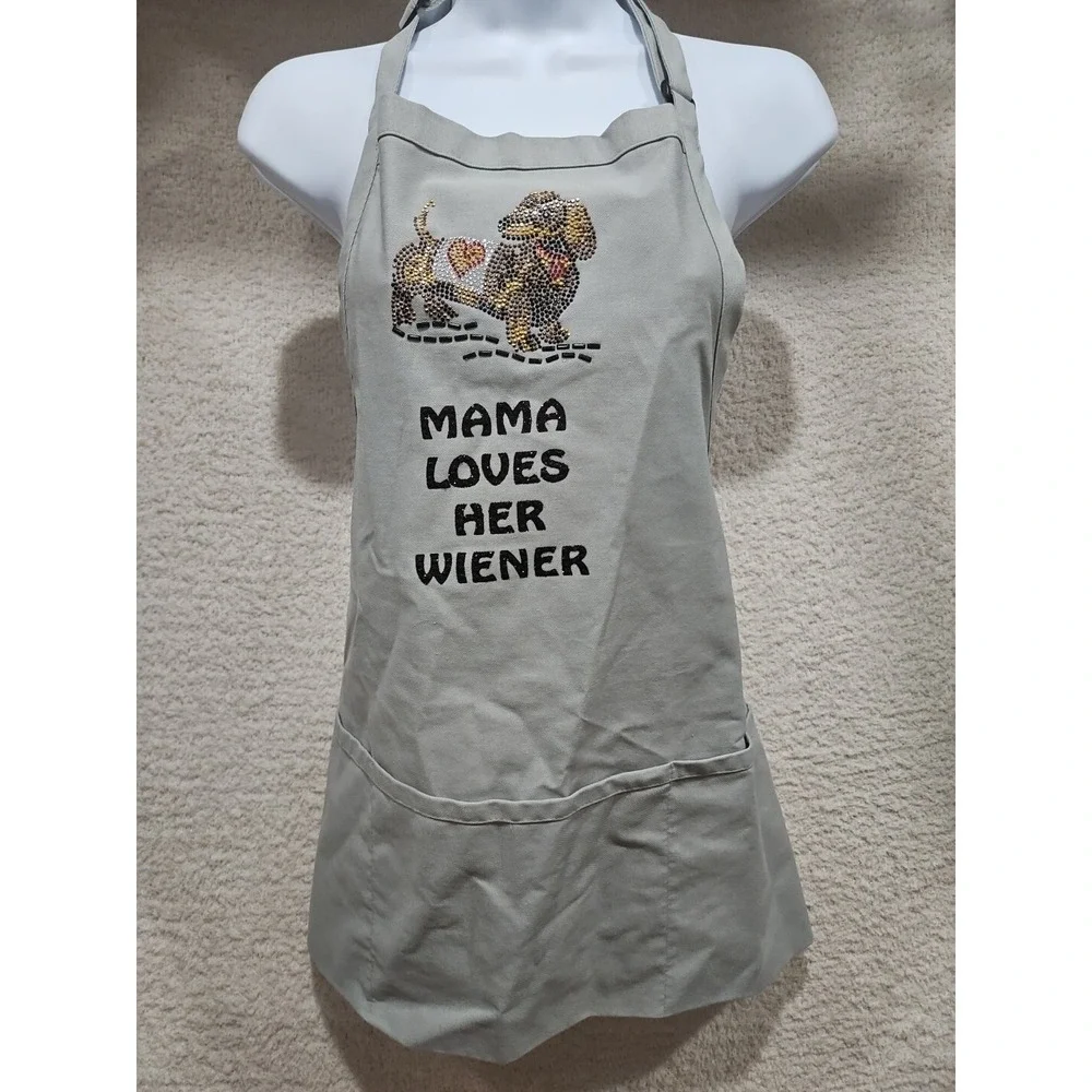 Apron Dog Mama Loves Her WeinerDog Dachshund Cooking Art Crafts Kitchen Pockets